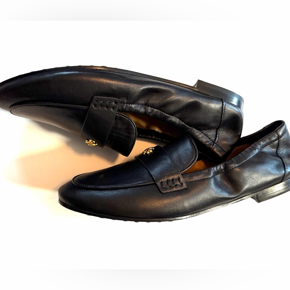 Tory Burch Black Leather logo ballet Loafers - Picture 8 of 9